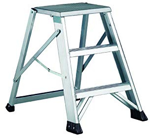 Svelt Sgabello Professionale 3 Gradini in Alluminio Estruso Nervato – 1 Tronco di Salita con Piattaforma Antisdrucciolo 40x30 cm, Altezza 90 cm, Portata 150 kg,