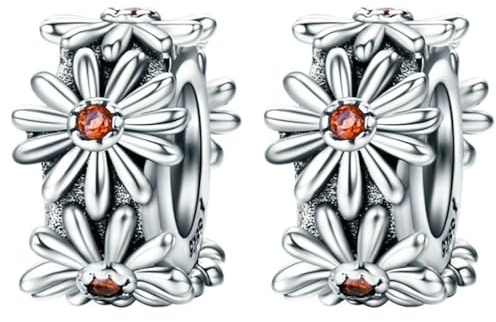 Christmas Charms Stoppers Beads 2 PCS Genuine 925 Sterling Silver Stars Flower Crystal Spacer Bead for Pandora Bracelet Charm Mothers day Charm