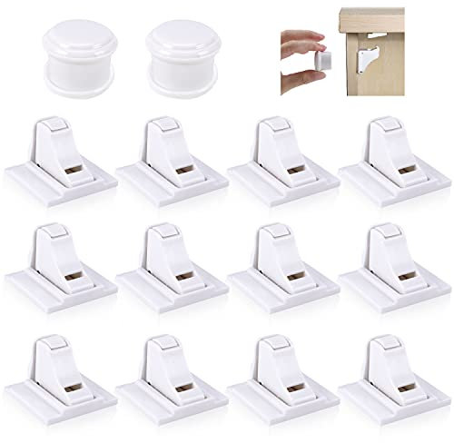 Acksonse Kindersicherung Schrank, Babysicherheit Magnetisches Schrankschloss 12 Schlösser mit 2 Schlüssel, ohne Bohren und Schrauben, Schubladenschloss für Küche, Schlafzimmer und Wohnzimmer