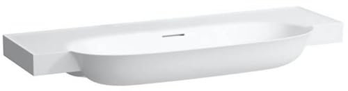 LAUFEN VAL Doppelwaschtisch, ohne Hahnloch, mit Überlauf, 1200x420mm, semi-trockener Bereich mittig, H8142820001091, Farbe: Weiß