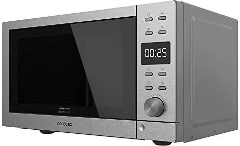 Cecotec Microondas Independiente Digital sin Plato GrandHeat 2010 Flatbed Steel. Potencia 700 W, Capacidad 20 Litros, Grill de 900 W, 9 Funciones preconfiguradas, Quick Start