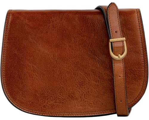 Time Resistance Bolso Bandolera de Cuero para Mujer - Tipo Mensajero con Cuero de Vachetta, Hecho a Mano en Italia - Ideal para Llevar Todo lo que Necesitas