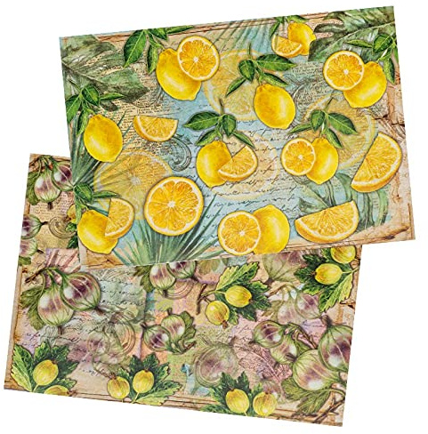 Ideen mit Herz 2 ark rispapper | ädelt decoupage-papper | DIN A4 | 2 olika mönster | krusbär och citroner