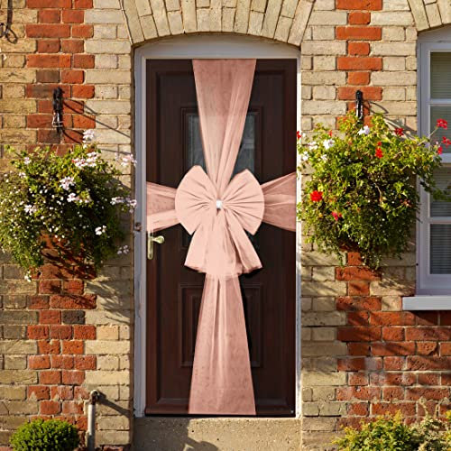Christmas Door Bow - Large Rose Gold Decoration with Diamante Detail - Xmas Baby Shower Wedding Celebration – Festive Season House Decoration