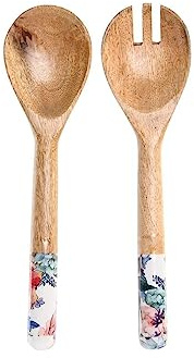 DKD Home Decor Juego de Utensilios de Cocina de la Marca, Multicolor, de Madera de Mango (2 x 6 x 32 centímetros)