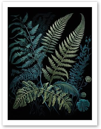 Artery8 Ernst Haeckel Style Leaf Illustration Fern Fronds Artwork Framed Wall Art Print 18X24 Inch