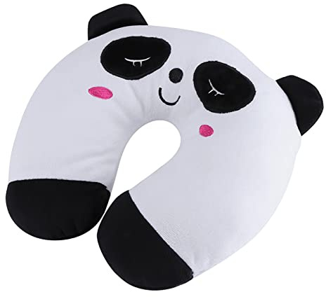 Reisekissen, Niedliches Tier-Nackenkissen, U-förmiges Flugzeug, Flug, Auto, Kopf- und Nackenstütze, PP-Baumwollkissen für Erwachsene und Kinder, Maschinenwaschbar, (Panda)