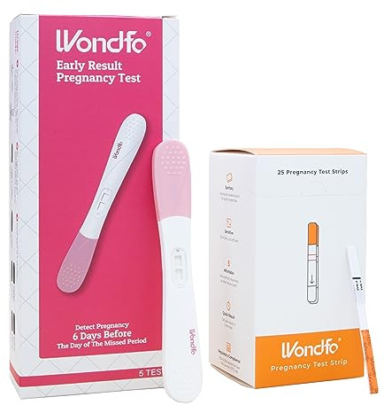 Wondfo 10 MIU/ml Early Result Pregnancy Test (Pack of 5) * 25 MIU/ml Pregnancy Test Strips (Pack of 25), Over 99% Accurate, Early Detection of Pregnancy