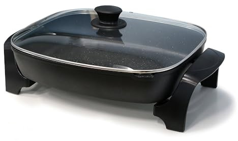 10.5-Quart Jumbo Electric Skillet with Easy-Pour Spout, Black - Versatile Cooking Made Easy