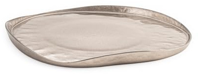 H&H Set of 6 Piatti Mush in vetro Metal lizzato Taupe cm 28