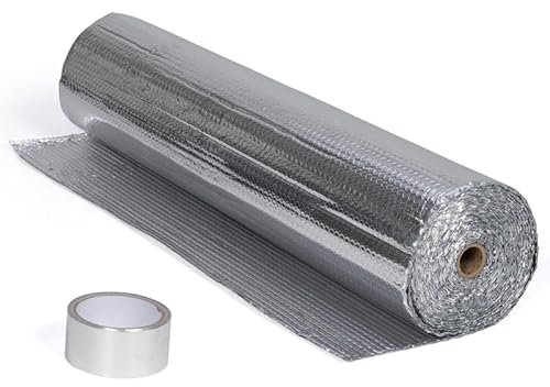 IDMarket - Kit d'isolation thermique à bulles 10m² double face aluminium pour multi surfaces + adhésif