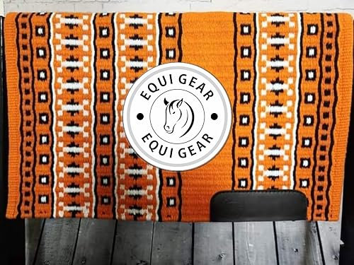 EQUIGEAR Western Show Horse Satteldecke aus neuseeländischer Wolle, Western-Design, handgefertigte Satteldecke, Wollpolster, Sensor Flex (Anpassung möglich), WZ61 (34x33)