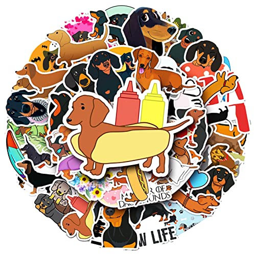 Aizuoni Dachshund Sticker Pack, Waterproof Dog Decals | Funny Animal Sticker, Dog Sticker Sheets, Animal Sticker Pack for Waterbottles, Laptop, Phone