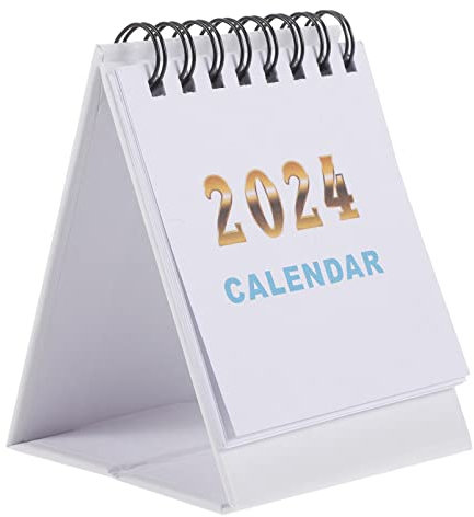 Jahreskalender,Wandkalender, Monatskalender 2024, 1 Buch mit Mini-Tischkalendern, 2024 Stand-Klappkalender, Mini-Monats-Tischkalender, Akademisches Jahr, Stand-Tischkalender for Zuhause, Büro, Weiß (
