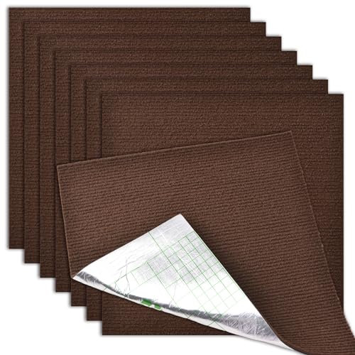 MOROBOR Selbstklebende Teppichfliesen, quadratisch, 30,5 x 30,5 cm, rutschfest, zum Abziehen und Aufkleben, für Küche, Esszimmer, Schlafzimmer, Braun, 10 Stück