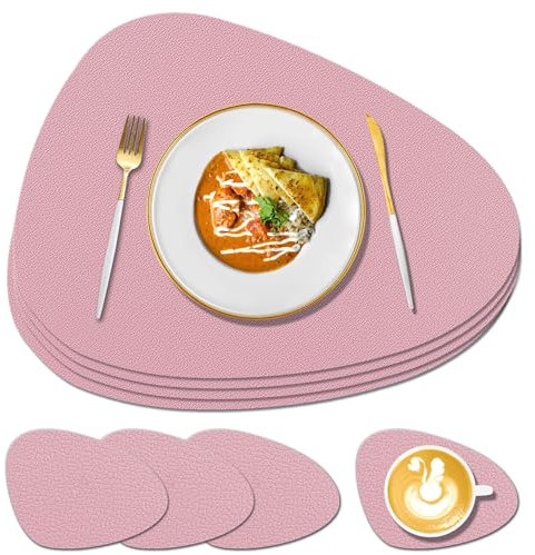 KERYCHIN Tischsets und Untersetzer aus Silikon, hitzebeständig, 230 °C, rutschfestes Texturdesign, leicht zu reinigen, abwischbare Tischsets für Zuhause, Restaurant, Küche, Gartentisch, Rosa