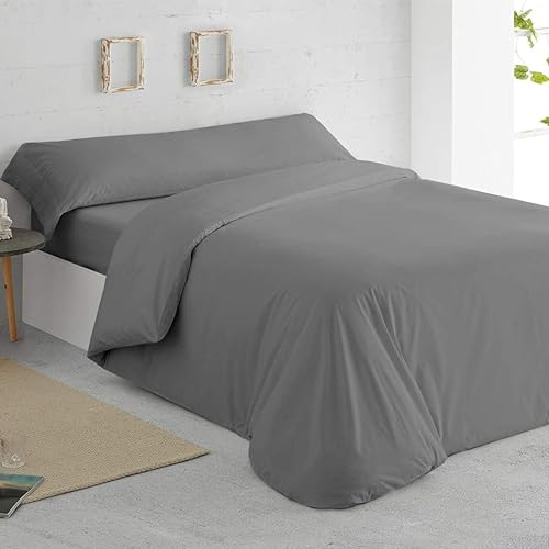 GREATOYAR Juego de Nórdica,Juego de Funda de Edredón, Set de 3 Piezas, 1 Funda Nórdica, 1 Sábana Bajera Ajustable, 1 Funda de Almohada, 100% Poliéster, Transpirable, para Cama 105cm, Gris