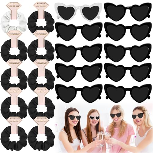 Joycabin 20 Pcs Jga Accessoires Frauen,10 Herz Brille,10 Haargummi, Schwarz