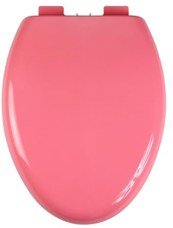 Dazzluxe Toilettensitz, Länglich, Mit Absenkautomatik, V-Förmiger Toilettendeckel, Leiser, Nicht Zuschlagender WC-Sitz, 330 Pfund Fassungsvermögen, Schnelle Installation Und Reinigung,Rosa