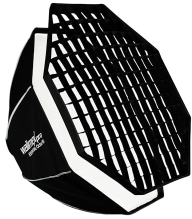 Walimex pro Essential Softbox Octagon 90cm, um 360° drehbar, einfacher Aufbau, inkl. Grid, Bowens Adapter und Transporttasche, ideal für Porträts und Beauty-Aufnahmen