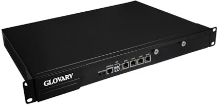 Glovary 19 Inch Firewall Rackmount N100, 4 x i226V 2.5GbE LAN, 19 OPNsense Router Hardware, Barebone, AES-NI, 1U Rack Firewall Appliance, HD+VGA Dual Display