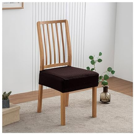 Mswborml Suave Funda de Asiento para Sillas de Comedor con Banda Elástica Pack 6/4/2, Universal Cubiertas de La Sillas Funda de Asiento Sin Respaldo Removible Fundas para Silla Cocina,A,4PCS