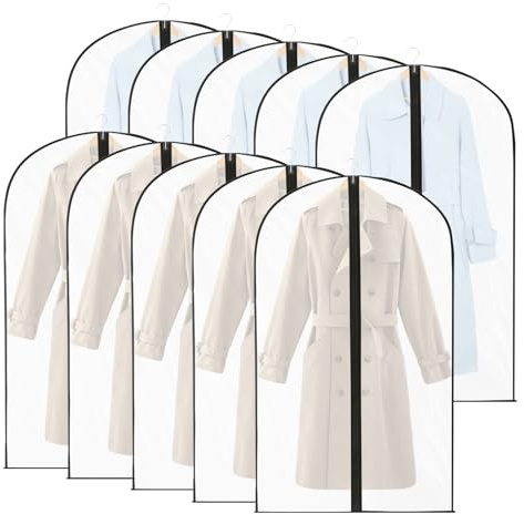 Zythrem 10 Stück Kleidersack Anzug Lange 60 * 120CM Kleidersäcke Mottensicher Transparent Mattiert kleidersäcke mit Reißverschluss Für Kleider Jacken Hemden Abendkleider Aufbewahrung Und Schutz