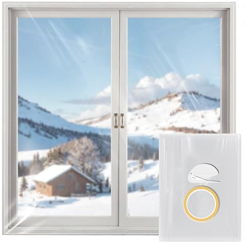 BKSAI Thermofolie Fenster Isolierfolie 7mal Dicker Transparente Fenster Isolierung Gegen Kälte Wärmedämmung Thermo Cover Kälteschutz Gegen Kondenswasser Fensterfolie Winter Zuschneibar 1,5 x 1,7M