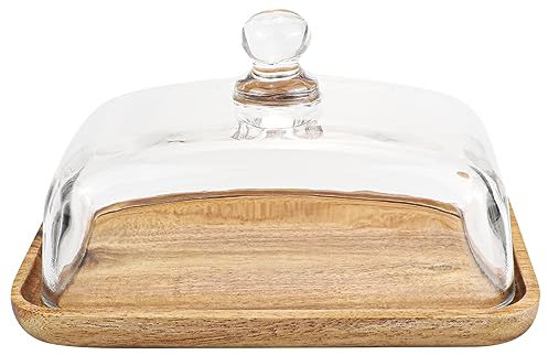 Burriera in vetro con coperchio, contenitore per burro, crema di formaggio e torta da dessert