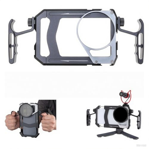 Hersmay Universal telefon video rigg kit med handtag + 67 mm trådfilter adapter telefonbur för iPhone 16 15 14 13 Vlog Live Stream filmskapande videoinspelning med kallsko stativ montering