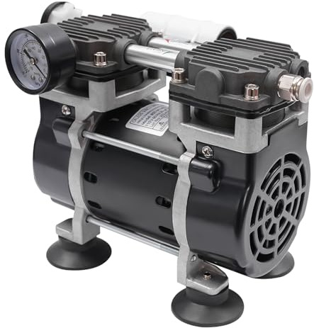 VonVVer Airbrush Kompressor - Vakuumpumpe 48dB Airbrushkompressor 2 Zylinder ölfrei Druckluft Kompressor 1450UPM 2bar Mobiler Luftkompressor BST-V100S