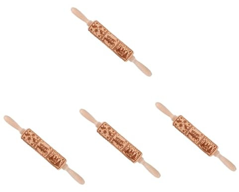 Garneck 4 Pezzi Di Mattarello in Legno Con Motivo Della Nascita Di Gesù Robusto Utensile Da Cucina