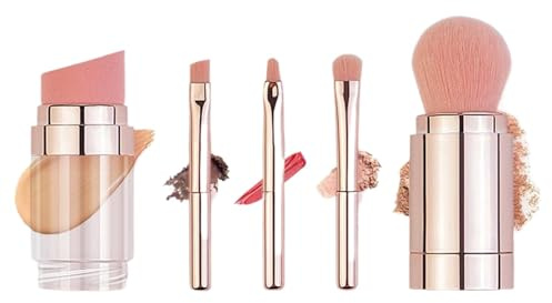 Wezalget Pennelli da trucco da viaggio, portatili, per sopracciglia, fondotinta, cipria, correttori, ombretti, applicatori per donne