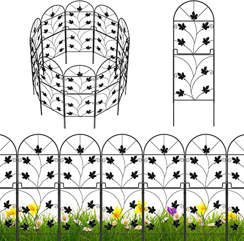 MOOACE 15 Pack Decorative Garden Fence Panels No Dig Fencing,Coated Metal RustProof Landscape Wire Border Folding Patio Fences Flower Bed,Total 96cm (H) x 4.95m (L)