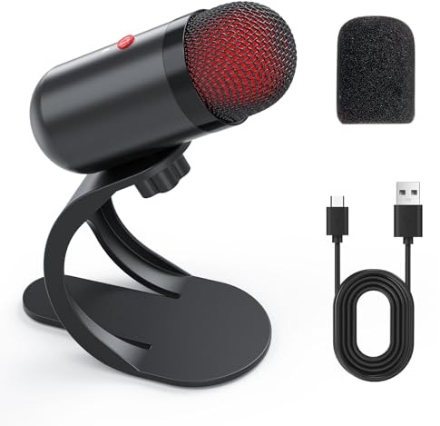 LIANGSTAR USB Computer Microphone, Podcast Mic Desktop with Mute Button for Recording Streaming, Color Change, Omnidirectional Condenser, Plug and Play with Stand for PC, Laptop, Mac, YouTube