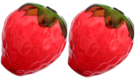 IMIKEYA Lot de 2 Verres à Jus en Verre de Fraise, Rouges, Mignons et Créatifs, pour Servir des Boissons Lors de Réunions