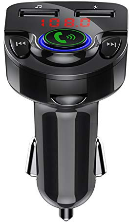 Lettore MP3 per Auto con Vivavoce FM Transmitter 12-24 Volt A2DP Riproduzione Musica Scheda di Memoria e U Disk
