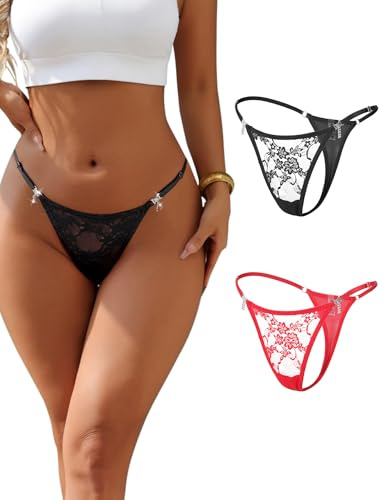 sunshinelady Stringtrosa Dam Stringtrosa Spets Bikini Sexydonna Hot Plus Size Trosor Brasiliansk Trosor Låg Midja Micro String Sexiga Underkläder Andningsbara Underkläder Dam Underkläder Thong, 2
