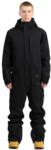 GSOU SNOW Men Ski Suit One Piece Women Snowsuit Snowboard Jumpsuit Jacket Pant Set Insulated Windproof Outwear Winter Black M