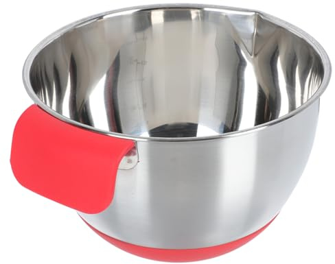 Cabilock Bol Mélangeur Multifonction Silicone et Acier Inoxydable avec Échelle Graduée Bol à Salade Incliné pour Restaurant Usage et Conservation