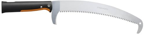 Fiskars OneClick Gebogene Astsäge, Müheloses Wechseln mit nur einem Klick | QuikFit Adapter separat erhältlich, Ideal für hohe Äste mit Teleskopstiel, Länge: 62,1 cm, Schwarz/Orange, 1080690