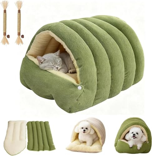 Cozy Monster Katzenbett, Haustierhöhle für Indoor-Katzen, weiches und warmes Katzenhaus Zeltbett mit abnehmbarem und waschbarem Kissen für Katzen und kleine Hunde