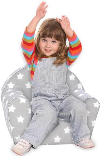 CASVO Kids Inflatable Flocked Chair Soft Suede Toddler Armchair Seat Comfortable & Lightweight Blow-Up Sofa for Boys & Girls Portable Baby Lounge Chair for Bedroom, Playroom & Nursery Décor