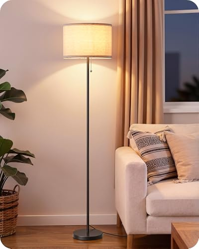 EDISHINE 57'' Modern Floor Lamp with Linen Shade, 2700K LED Bulb Included