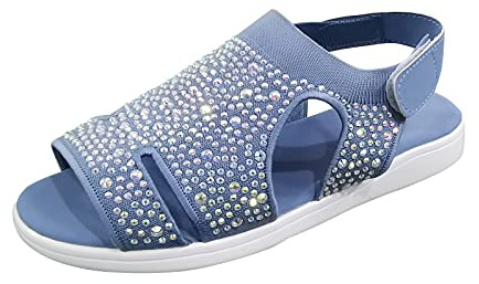 Generico Sandali Zeppa Donna Estive Estive Plateau Comodi Sandali Hook Shoes Toe Womens Mesh Breathable & Ladies Loop da Donna Chiusi Dietro Scarpe (Blue,39)