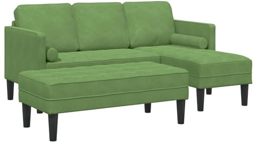 Keeushr Sofagarnitur Polstergarnitur 2 pcs Ecksofa Set mit Kissen in Hellgrün Samtbezug Modernes Modulares Design für Wohnzimmer
