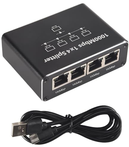 Ounfhtrttk Switch Gigabit Ethernet A 5 Porte con di Alimentazione USB, Splitter Ethernet 1000Mbps da 1 A 4 Uscite, per Cat 5/5E/6/7/8 Durevole Facile da Installare Facile da Usare