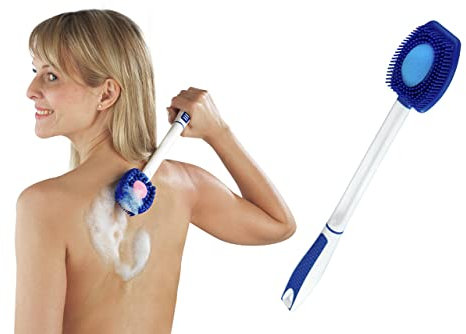 Maximex Silikon Wellness-Bürste 3in1 - Massagenborsten für wohltuende Körperpflege, Polypropylen, 4 x 3 x 41 cm, Weiß