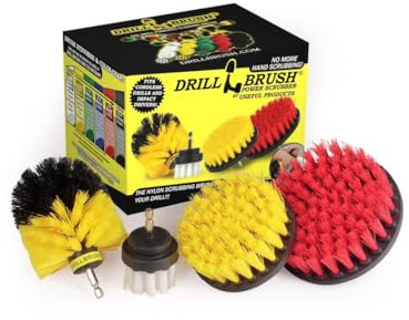 Drillbrush 4 Piece Scrub Brush Drill Attachment Kit - Drill Powered Cleaning Brush Attachments - Time Saving Cleaning Kit - Great For Cleaning Pool Tile, Flooring, Brick, Ceramic, Marble, And Grout