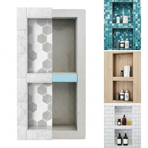 Houseables Shower Niche, Shower Niche Insert Tile Ready, Recessed Bathroom Storage, 12x28 (13x29), in Wall Shelf, Cubby Inserts, Recessed Shampoo Caddy, Inset Shelves, Built in Nook, Soap Box, Prefab